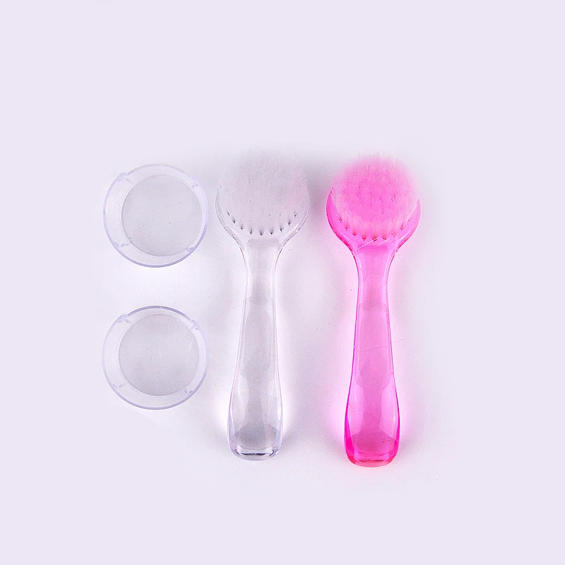 2 шт. пластиковая щетка для чистки ногтей с круглой головкой пудры крышкой УФ-гель