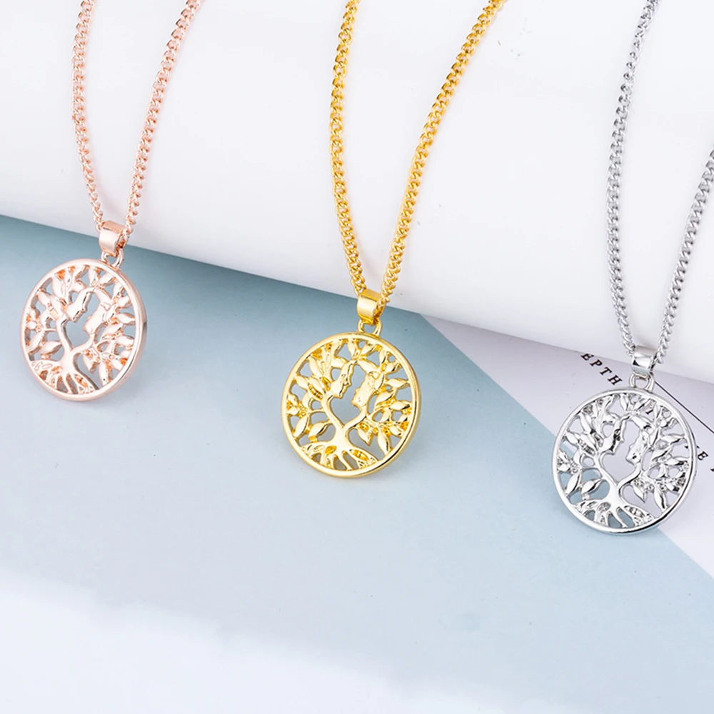 New Fashion Hollowed Out Life Tree Necklace Women's Metal Alloy Wishing Clavicular Chain Pendant Jewelry | Украшения и