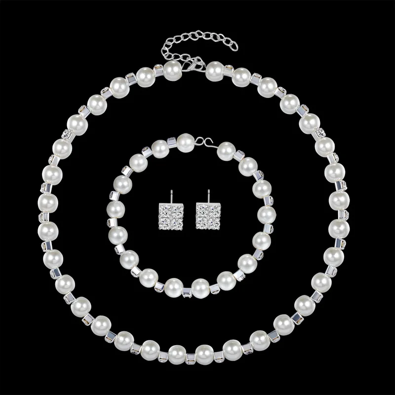 Набор украшений для женщин колье серьги браслет с искусственным жемчугом |