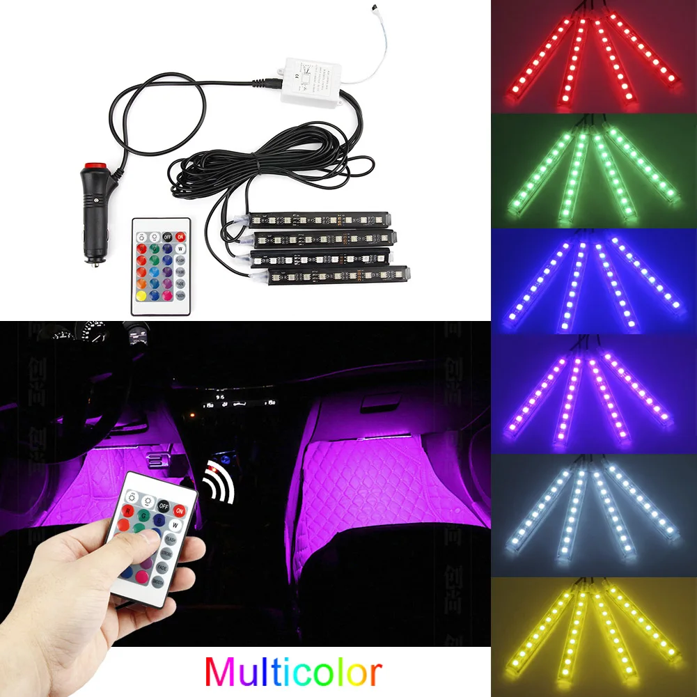4 шт. SMD5050 RGB Светодиодная лента светодиодная лампа 16 цветов автомобильный