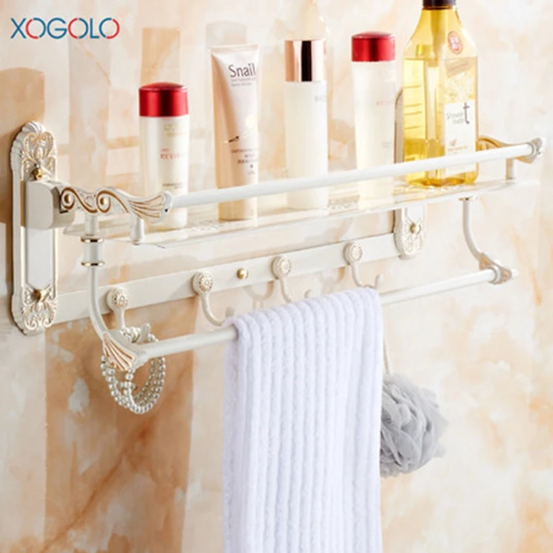 Xogolo Цинк-сплав модные белые резные наборы оборудования для ванной держатель