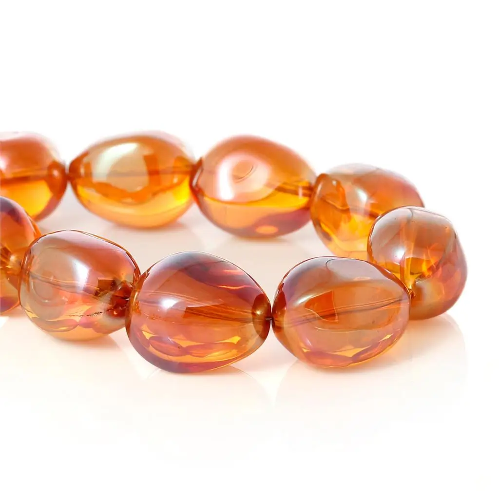 DoreenBeads Glass Loose Beads Teardrop Orange-red Transparent About 23.0mm( 7/8&quot) x 19.0mm( 6/8&quot) Hole: Approx 1.0mm 1 Piece |