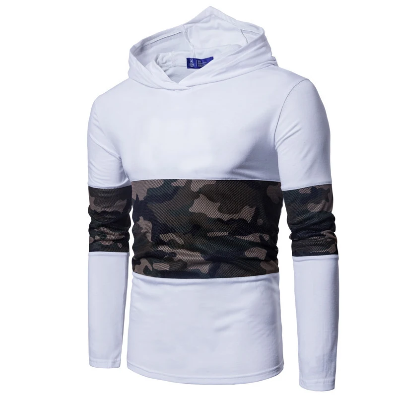 Мужская камуфляжная футболка с капюшоном и длинным рукавом на осень/зиму | одежда