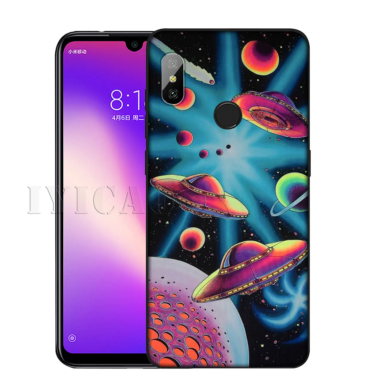 IYICAO Trippy wall art Alien astronaut Soft Silicone Case for Xiaomi Redmi K30 K20 8A 7A 6A 5A S2 GO Note 8 8T 7 5 6 Pro |