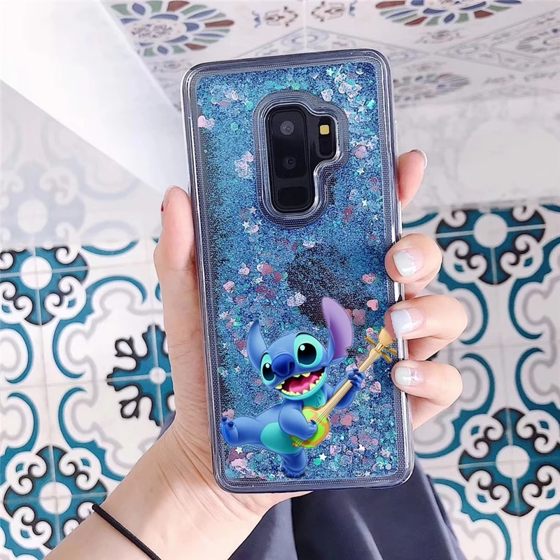 Жидкой воды Мягкий силиконовый чехол для samsung A7 A750 A6 A8 плюс A9 J4 J6 J8 A3 A5 J3 J5 J7 J2 Prime Pro чехол Крышка - Цвет: Stitch Blue