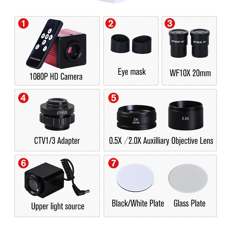 2k HD VGA HDMI camera Stereo trinocular digital Microscope zoom 3.5 90x + 1/3 adapter LED Light soldering phone repair | Инструменты