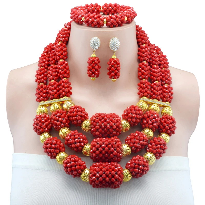 2017 нигерийский Свадебный комплект ювелирных изделий в африканском стиле