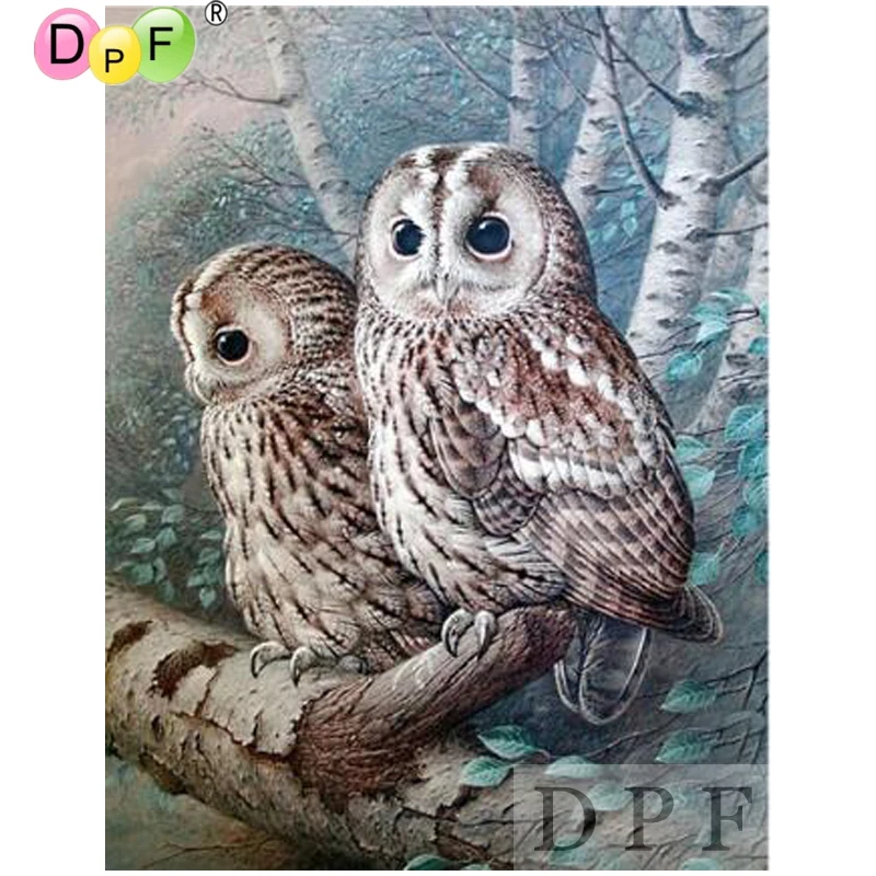 DPF diamond embroidery The owl on the branches painting cross stitch crafts mosaic square needlework home decor | Дом и сад