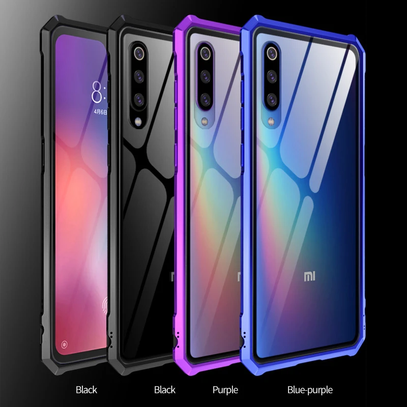 Роскошный бронированный чехол с пряжкой для Xiaomi Mi 9 из прозрачного закаленного
