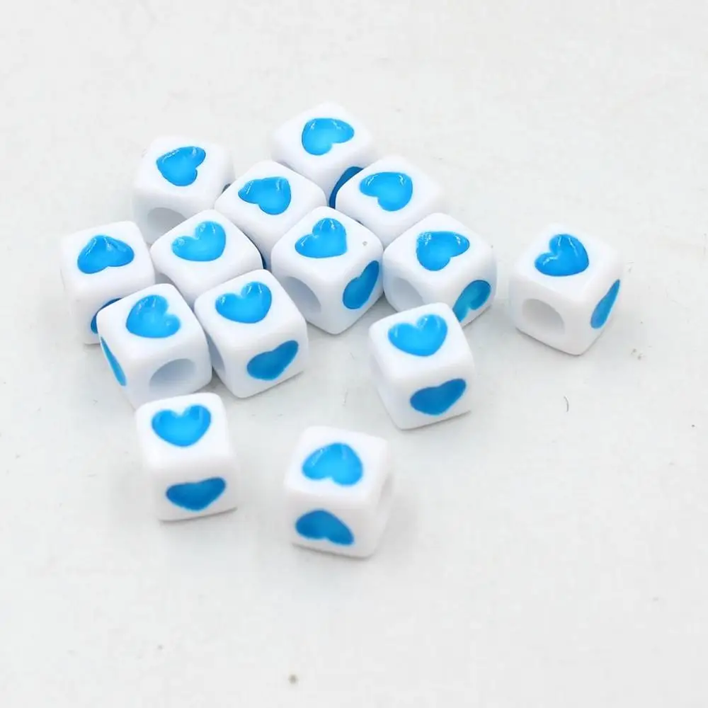 sky blue square love Много видов 6 мм 100 шт бусины в форме букв алфавита акриловые бусины для изготовления ювелирных изделий для женщин и детей DIY браслет ожерелье Фурнитура - Цвет: sky blue square love