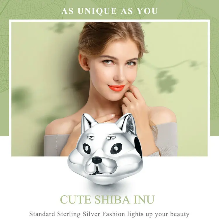MOWIMO 925 пробы Серебряный Шиба ину собака талисманы Бусины Подходят Пандора браслет и браслеты для женщин Шарм ювелирные изделия BKC833