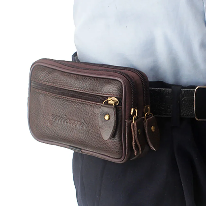 Новый для мужчин пояса из натуральной кожи Винтаж Fanny Pack поясная Сумка дорожная