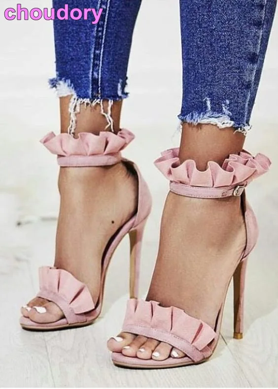 Лидер продаж 2017 женские туфли-лодочки на шпильках обувь-гладиаторы из замши