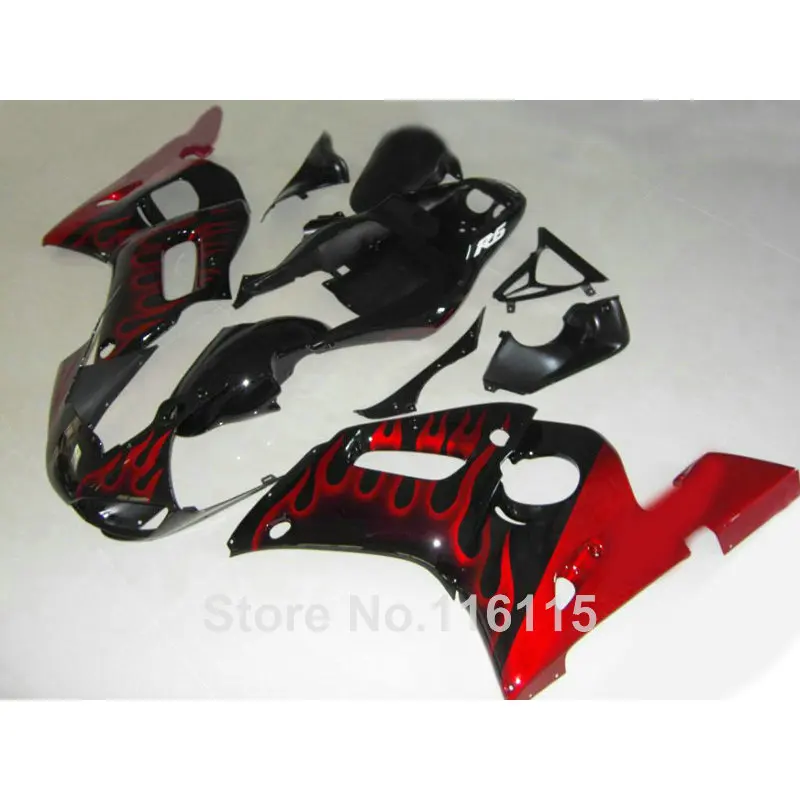

Полный комплект обтекателей для YAMAHA R6 1998 1999 2000 2001 R6 красное пламя черный YZF R6 комплект обтекателей 98-01 02 #2002