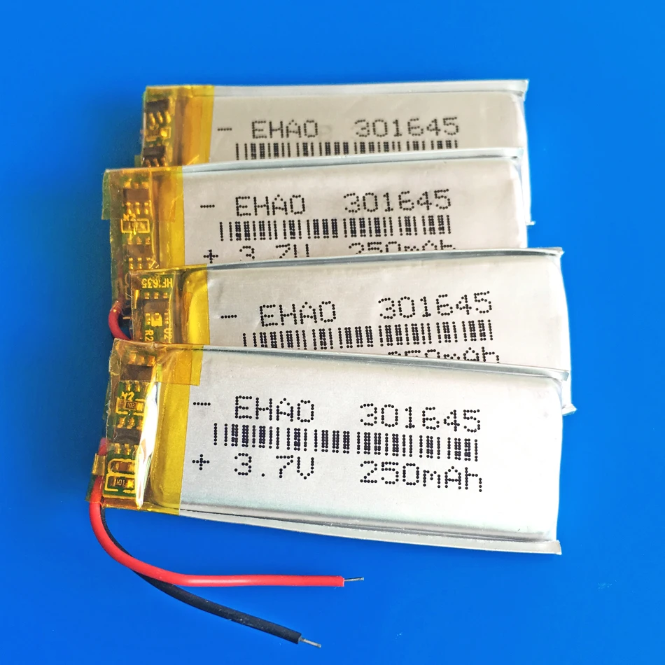 4 шт 301645 3 7 V 250mAh lipo литиевая полимерная аккумуляторная батарея для умных часов MID