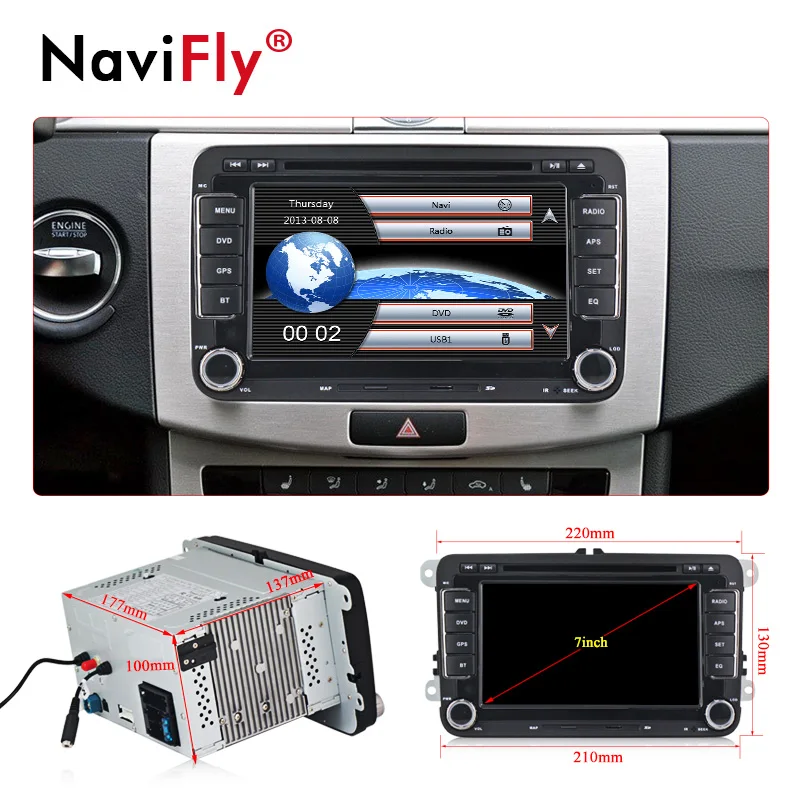 Бесплатная доставка 2din 7 ''емкостный экран автомобиля радио DVD GPS плеер для VWGOLF 6