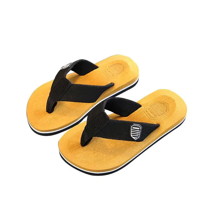 Yellow Пляжные женские шлепки, Вьетнамки, Детская домашняя обувь, модные повседневные сандалии для детей, Летние удобные детские Тапочки - Цвет: Yellow