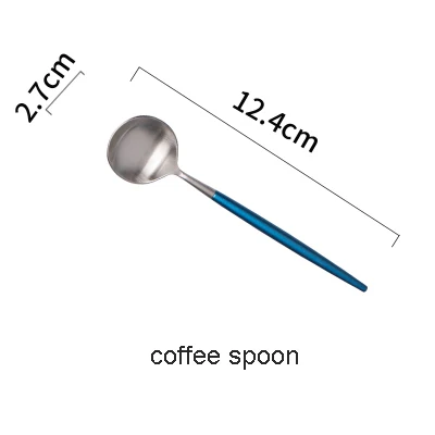 coffee spoon Столовый нож из нержавеющей стали синего золота, вилка, палочки для еды, синие серебряные столовые приборы - Цвет: coffee spoon