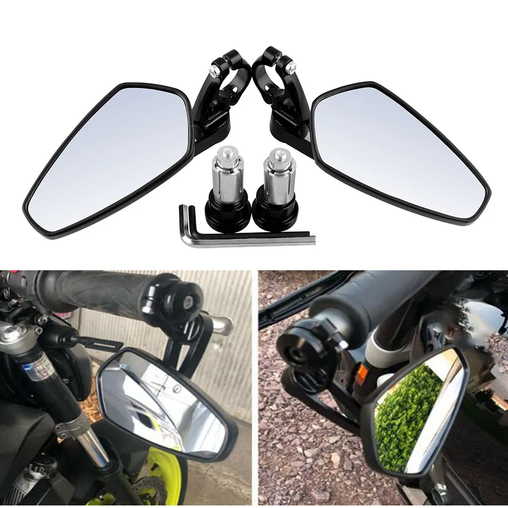 White lens Moto rcycle зеркало 7/" 22 мм moto руль торцевое зеркало заднего вида для Kawasaki Z125 pro Z650 Z750 Z800 Z900 Z1000 ER6N ER6 - Цвет: White lens