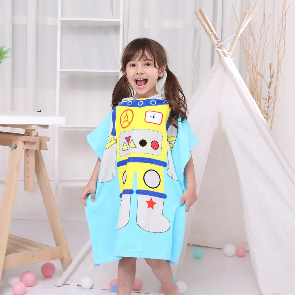 Infant baby poncho towel hooded beach towels for kid Bathrobe Pajamas Cartoon Animals baby hooded bath towel Child baby bath set