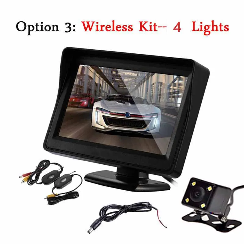 Option 3 Koorinwoo Универсальный 2,4G беспроводной 4,3 дюймовый автомобильный TFT ЖК-монитор цветной с камерой заднего вида для парковки - Название цвета: Option 3