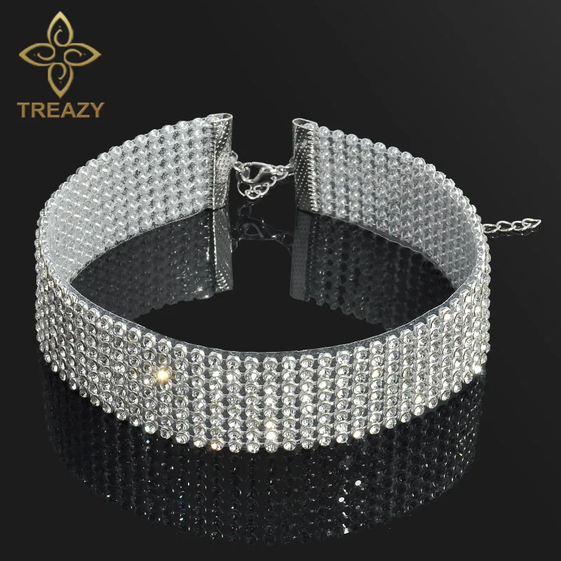 TREAZY Sparkling Full Crystal Rhinestone Choker Necklace for Women Wedding Bridal Collar Chain Party Jewelry | Украшения и