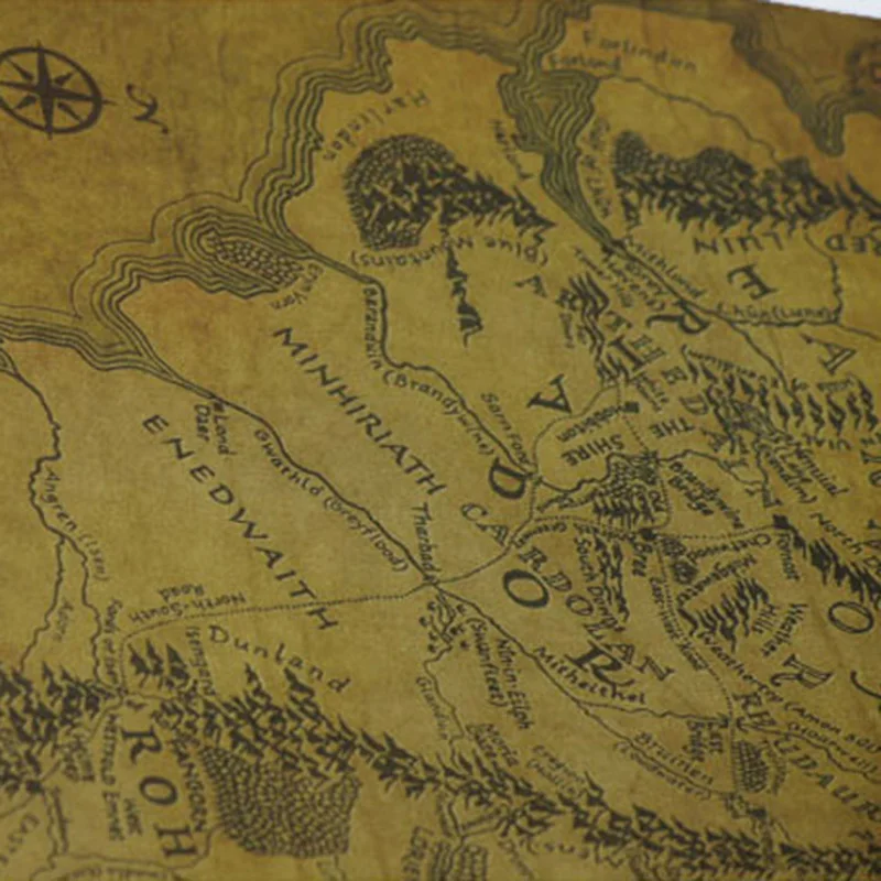 Властелин колец карта стикер на стену средняя земля плакат крафт-бумаге домашний