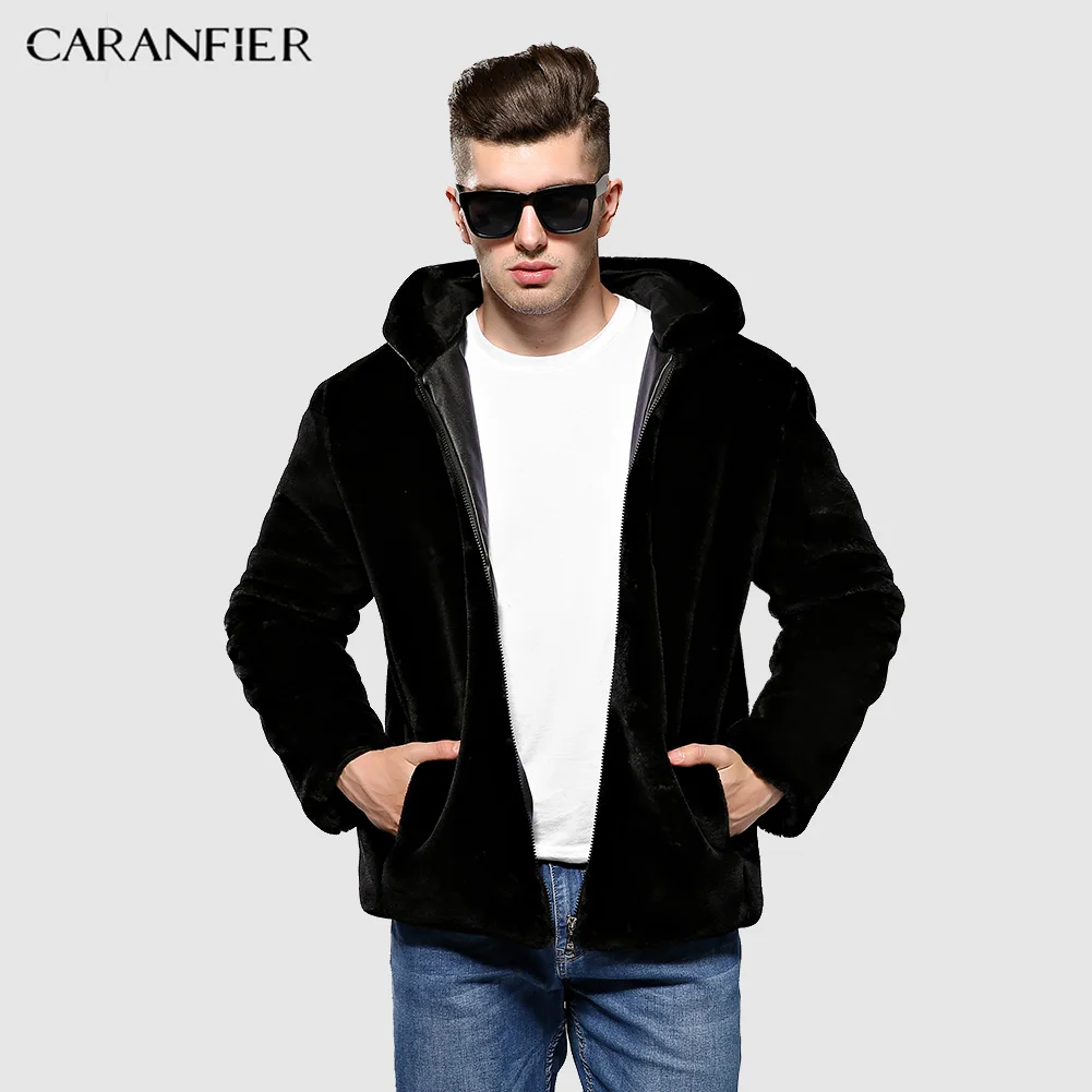 CARANFIER Мужское пальто зимние толстые теплые куртки искусственный бархат Модные