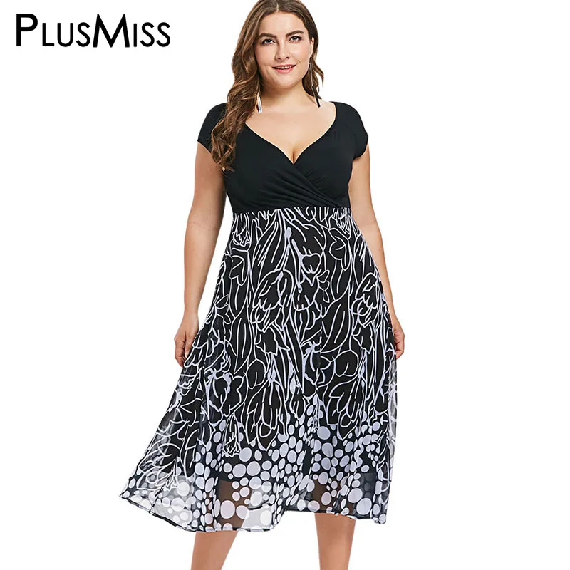 PlusMiss размера плюс XXXXXL пикантные летние блузки v-образный вырез с принтом