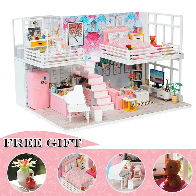 K040-A CUTEBEE DIY кукольный домик деревянные кукольные домики Миниатюрный Кукольный дом набор мебели Каса музыка светодиодные игрушки для детей подарок на день рождения M903 - Цвет: K040-A