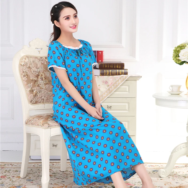 Женская Длинная Ночная сорочка из 100% хлопка с коротким рукавом|long nightgown|long nightgowns