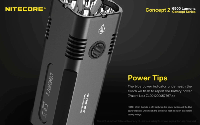 Новое поступление, Nitecore Concept 2 CREE XHP35 HD светодиодный фонарь светильник 6500 люменов, супер яркий светильник-вспышка с дальностью луча 398 м