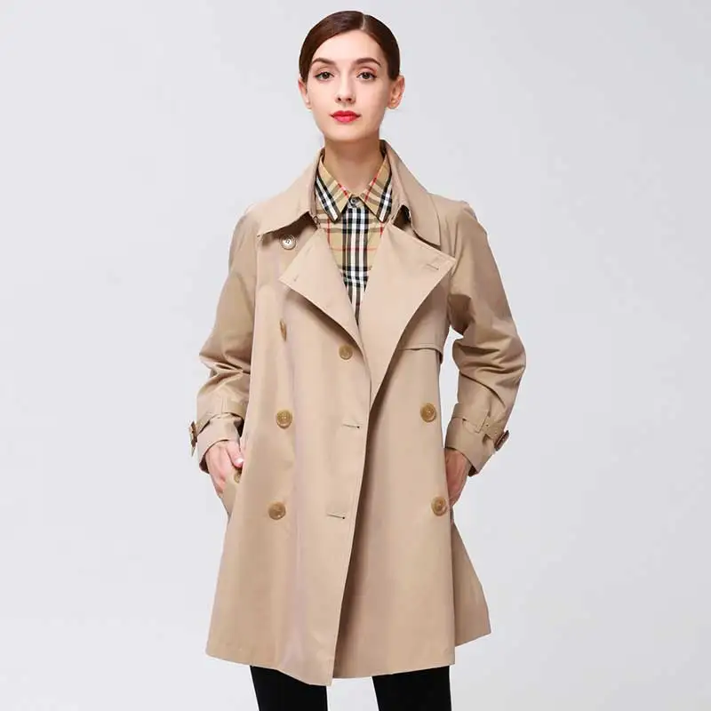 Тренч Женский армейский зеленый облегающий винтажный цвета хаки двубортный на