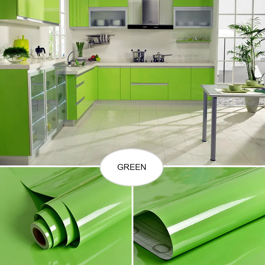 Green Мебель наклейка для ремонта Кухня шкаф украшения для шкафа обои Ванная комната Водонепроницаемый буфет, стол Краски стены Стикеры - Цвет: Green
