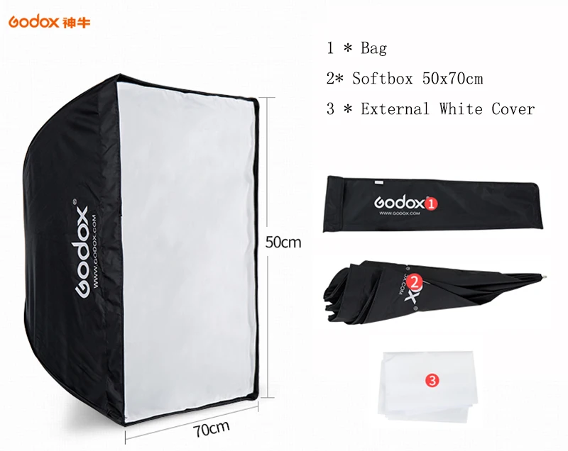 GODOX 50*70 см вспышка зонтик софтбокс для вспышки Студийная Вспышка Горячий башмак staffa Portatile