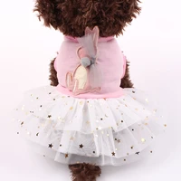 girl dog cat dress skirt rabbit stars design pet puppy t shirt springsummer clothes apparel 2 colours 5 sizes