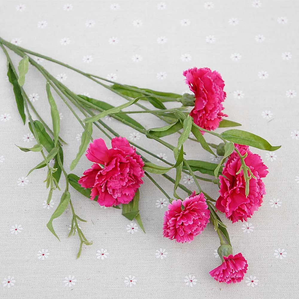 rose red Искусственные цветы дешево для рождества дома свадьбы Декор Аксессуары diy подарок на день матери поддельные пластиковые цветы шелковая Гвоздика - Цвет: rose red