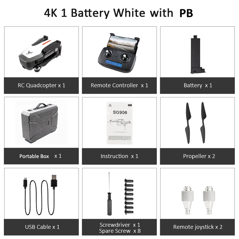 1B White with PB ZLRC Beast SG906 gps 5G wifi FPV с селфи складной 4K 1080P Ультра HD камера Радиоуправляемый Дрон Квадрокоптер RTF VS XS812 XS809HW SG106 - Цвет: 1B White with PB