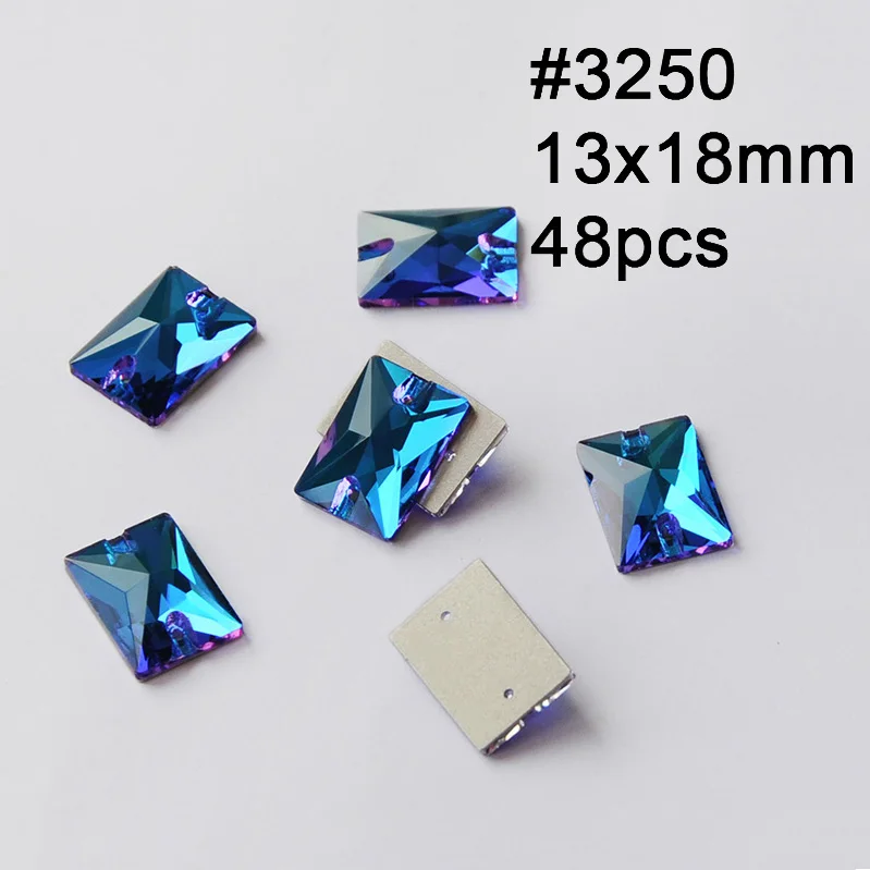 Rectangle 13X18mm Смешанные формы Синий Циркон Круглые пришивные стразы Серебряная задняя часть с отверстиями плоская задняя сторона пришитые Стразы для украшения одежды - Цвет: Rectangle 13X18mm