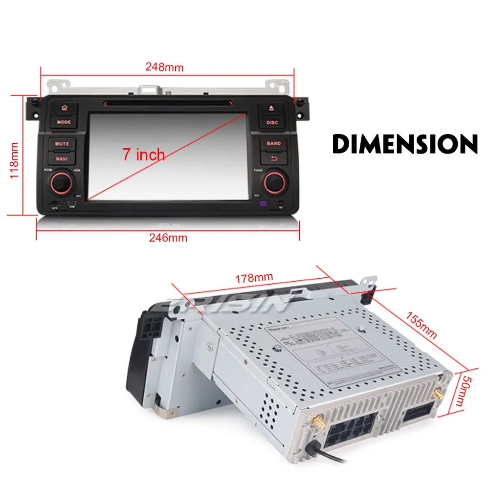 Erisin ES7346B 2 din Android 8 0 Восьмиядерный 4 Гб ОЗУ DVD GPS DAB для BMW E46 радио BT|Автомагнитолы| |