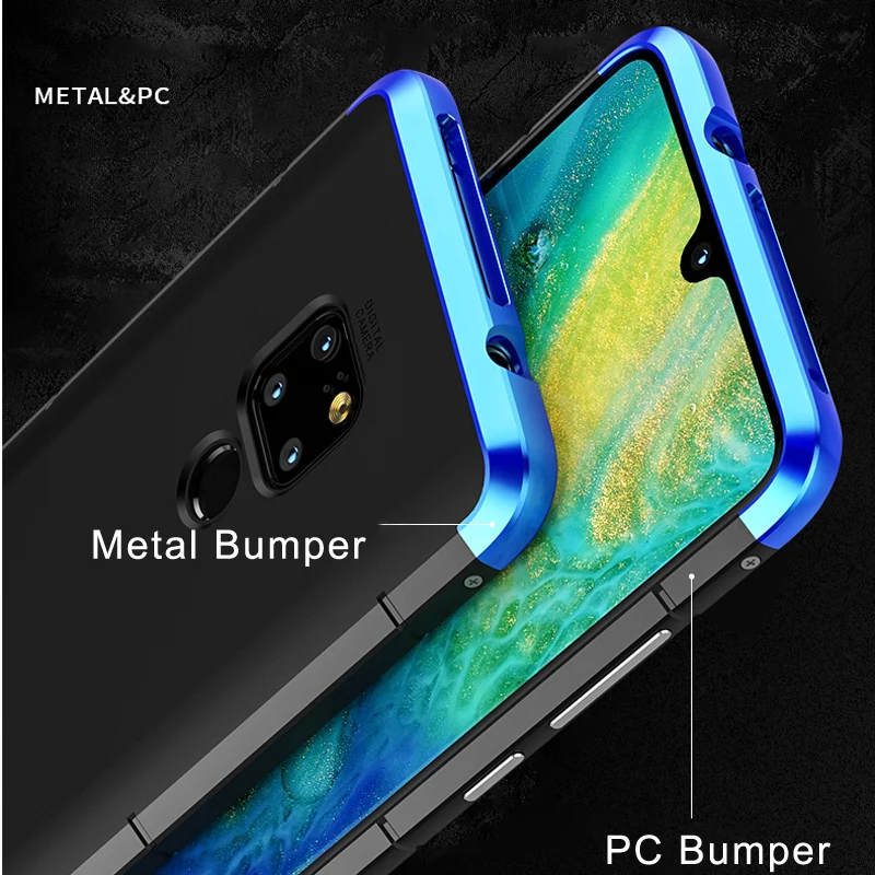 Алюминиевый металлический бампер для Huawei Mate 20 Pro Чехол ударопрочный Жесткий ПК