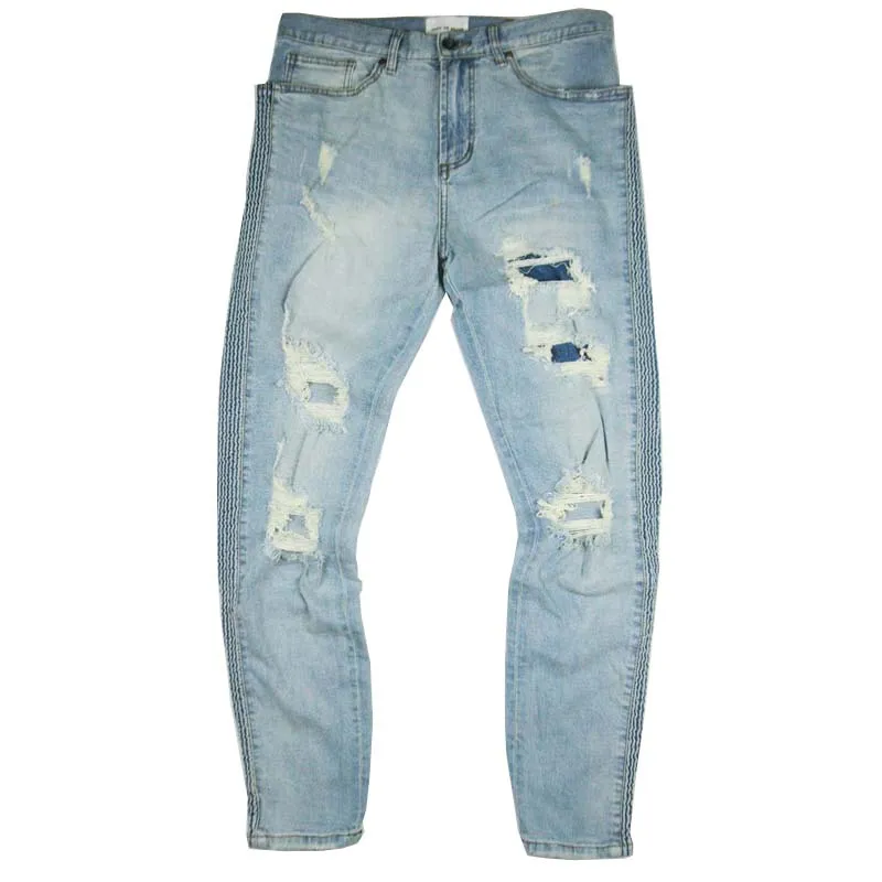 2018 высококачественные мужские Модные Винтажные цветные полосатые Прямые рваные