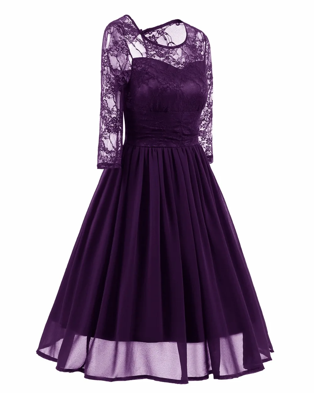 Robe De Soriee новые фиолетовые платья подружек невесты с длинными рукавами прозрачные кружевные шеи темно-красные дешевые Выпускной вечернее платье Выпускное Платье