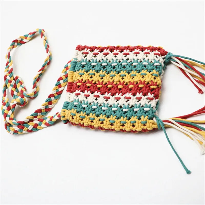 Модная цветная хлопчатобумажная ткань Крест-Накрест Женская мини-сумка на плечо