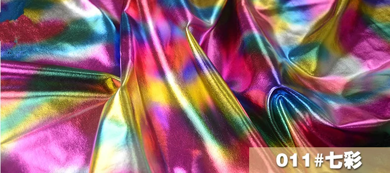 3 ярда танец пользовательские лайкра спандекс металлик золото 4 способ стрейч ткань продается BTY 5" в ширину - Цвет: 011 colorful
