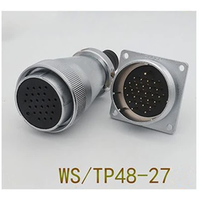 WS48-27Pin 1 комплект WS/TP48 авиационным соединителем мужской и женский квадратный фланец гнездо 5/7/20/27/38/42 Pin штепсельная вилка авиации круговой разъем кабеля - Цвет: WS48-27Pin