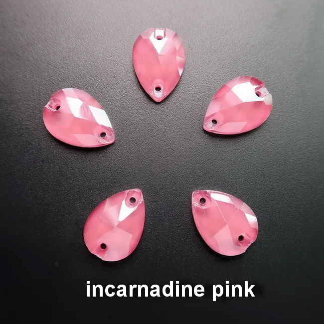 A25 incarnadine pink Прозрачные карамельные Стразы в форме капель с плоской задней частью, украшенные кристаллами, с двумя отверстиями, 4 размера, стразы для одежды, обуви, сумок, сделай сам - Цвет: A25 incarnadine pink