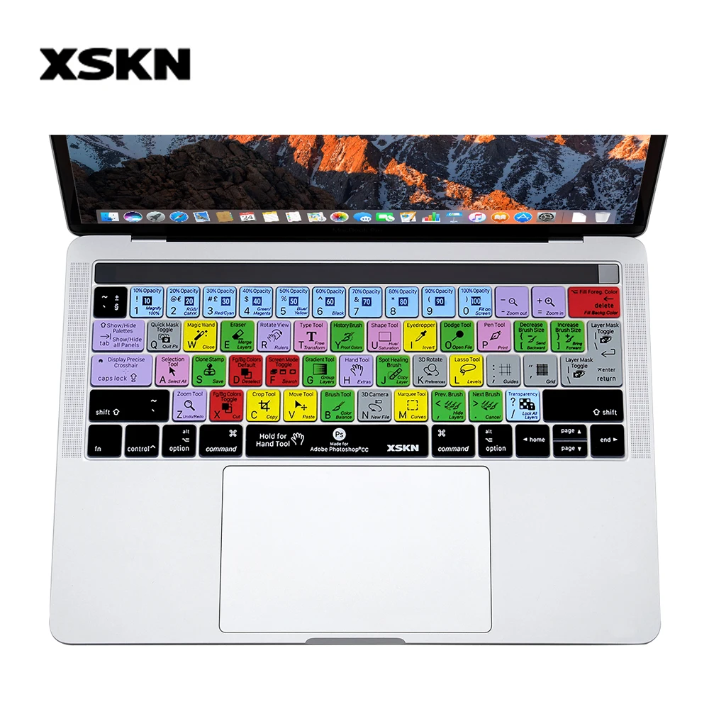 

XSKN US EU Adobe Photoshop Shortcut Keyboard Skin PS Cover Film for Touch Bar Model New MacBook A1706 & A1707 (2016 Release)