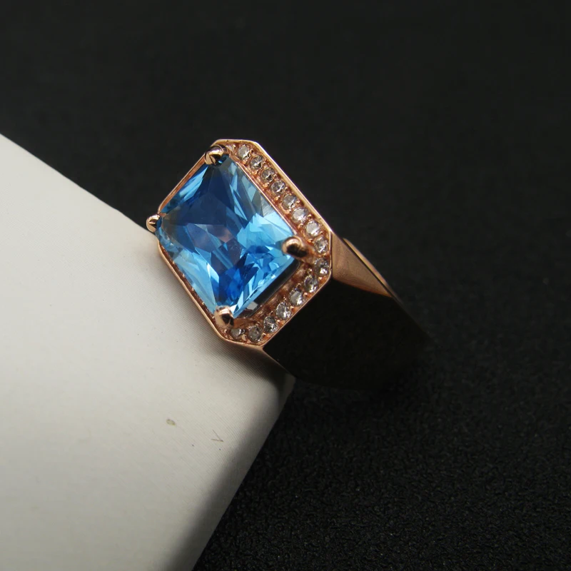 925 Sterling silver blue topaz Ring fashion gift for women jewelry Rose Open ring Fine Jewelry j081004agb | Украшения и