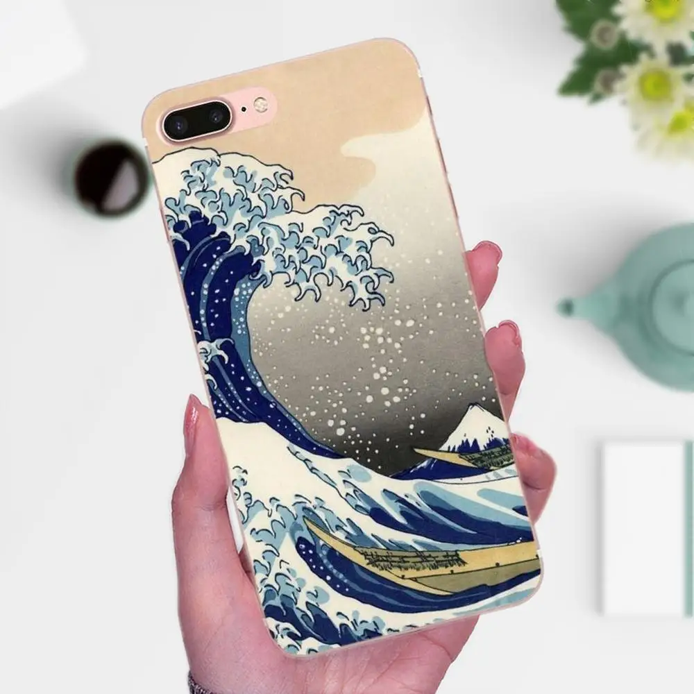 TPU 2017 New Arrival For Xiaomi Mi3 Mi4 Mi4C Mi4i Mi5 Mi 5S 5X 6 6X 8 SE A1 Max Mix 2 Note 3 4 Wave Art Japanese Green Illust | Мобильные